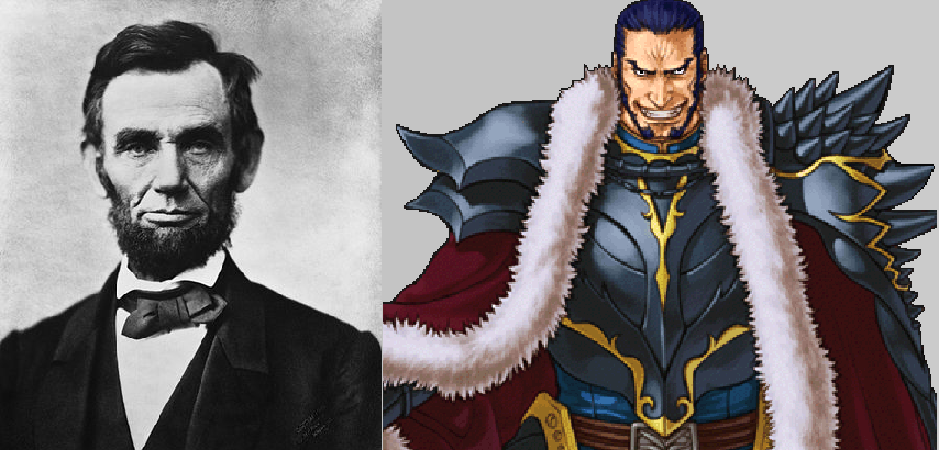 Abraham Lincoln Mad King Ashnard President Abraham Lincoln and Mad King Ashnard from Fire Emblem: Path of Radiance