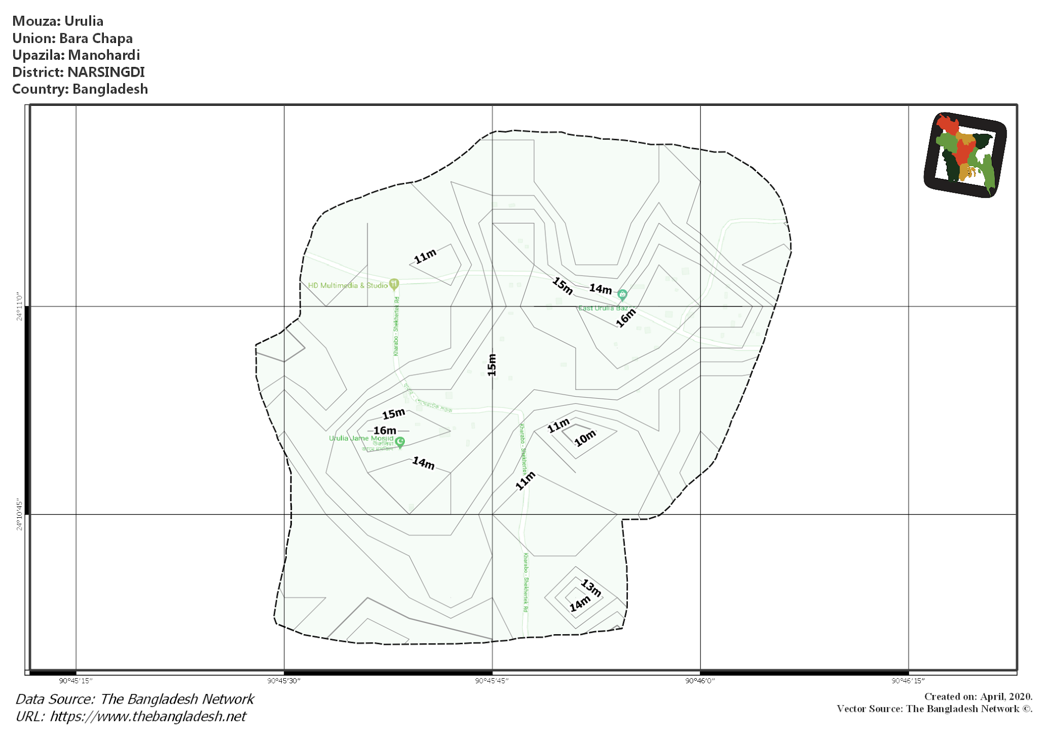 Map of Urulia Mouza of Manohardi Upazila, NARSINGDI Map of Urulia Mouza of Manohardi Upazila, NARSINGDI, Bangladesh.
