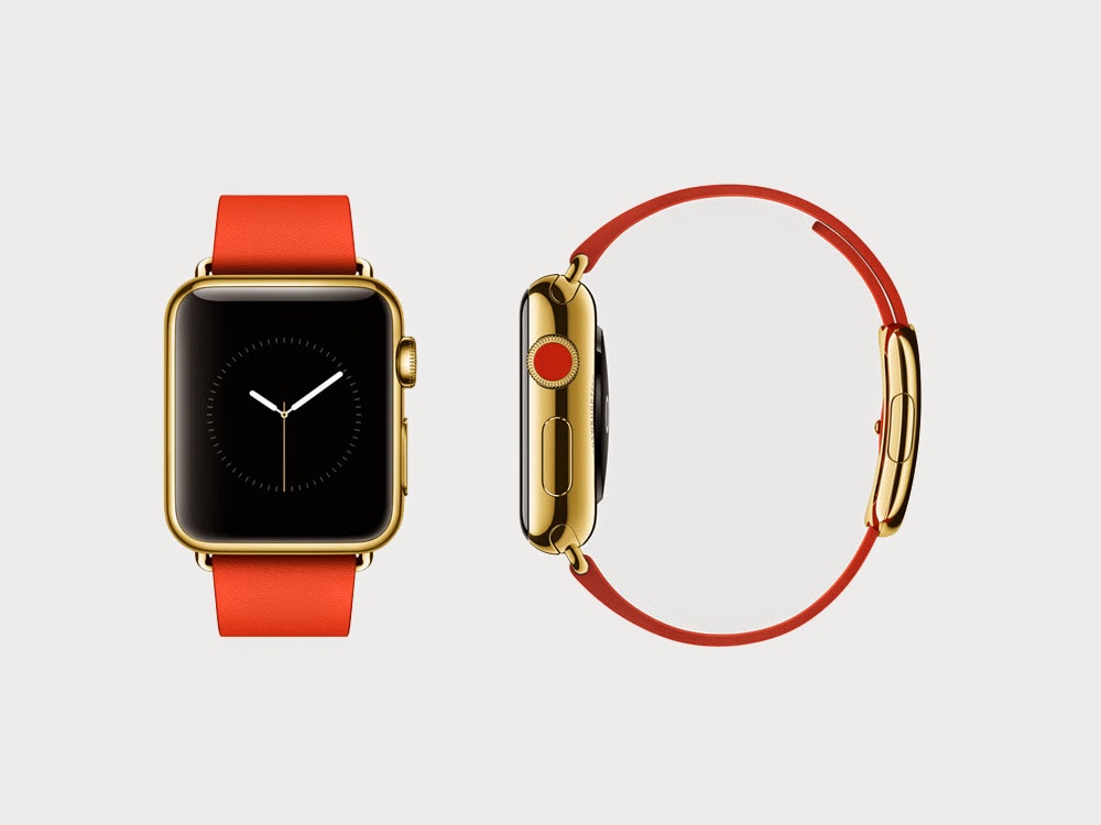 Apple iWatch made in 18K Yellow Gold with red strap
