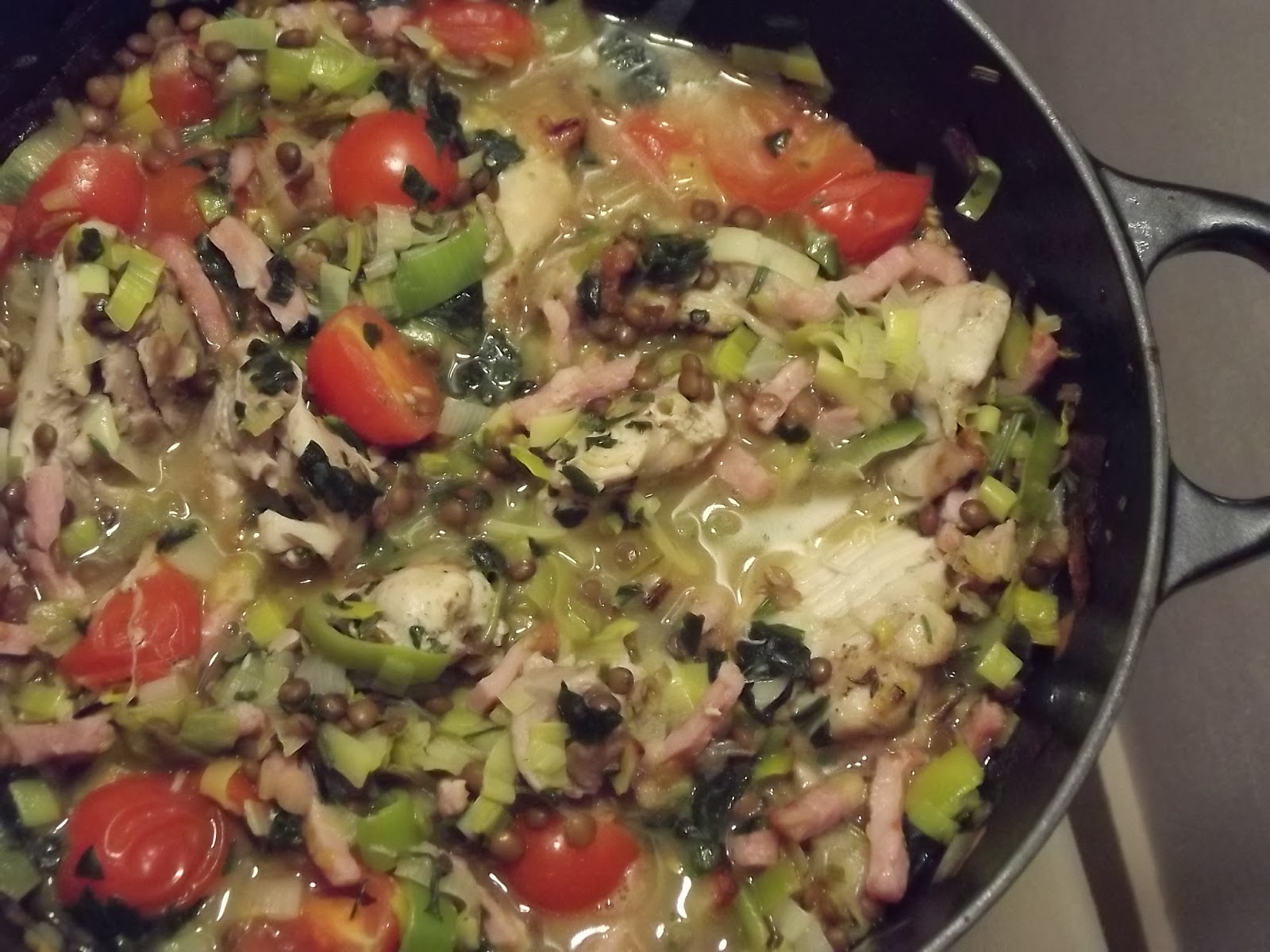 Cook & Book Kip uit de oven met pancetta en linzen