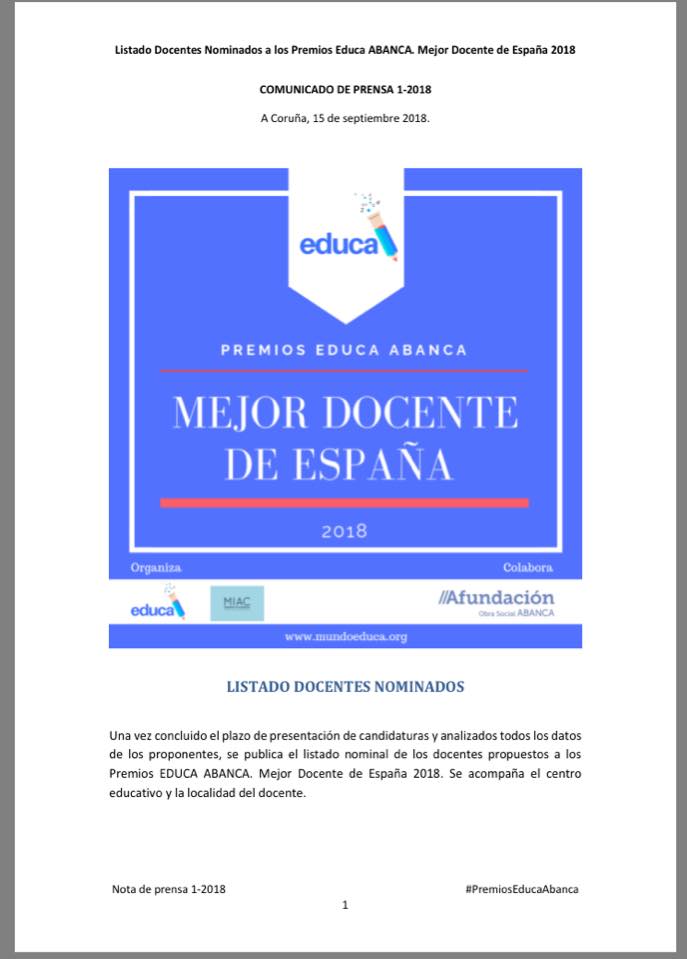 Nominación Premios Educa 2018