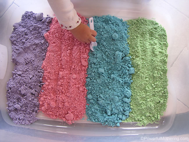 How to make colored cloud dough sensory play How to make colored cloud dough sensory play