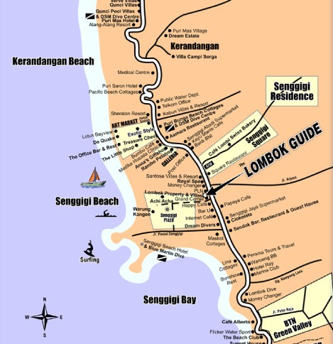  Peta  Tempat Wisata Senggigi  Lombok