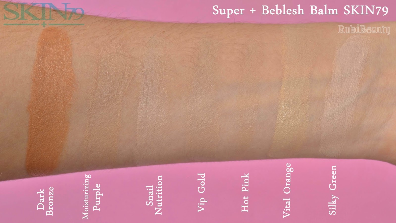 rubibeauty review opinion personal Super + Beblesh Balm BB Cream Skin 79 Swatches Hot pink orange vip gold snail silky purple