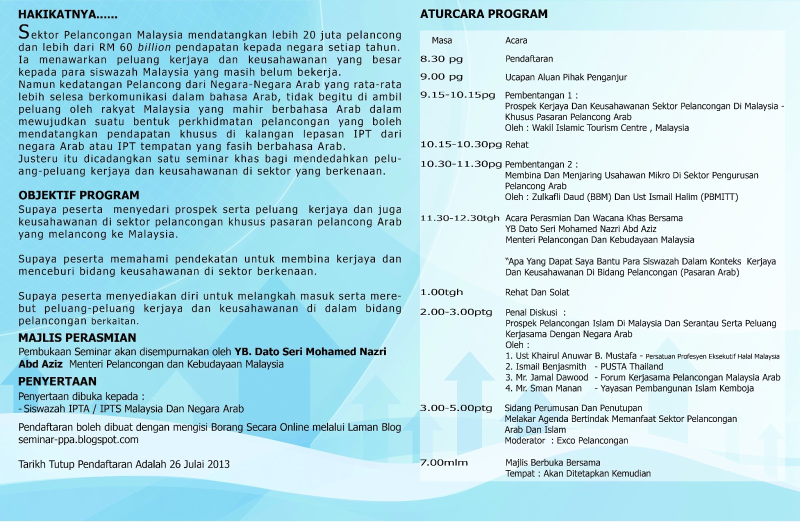 Seminar Pengurusan Pelancong Arab & Prospek Pelancongan Islam Di ...