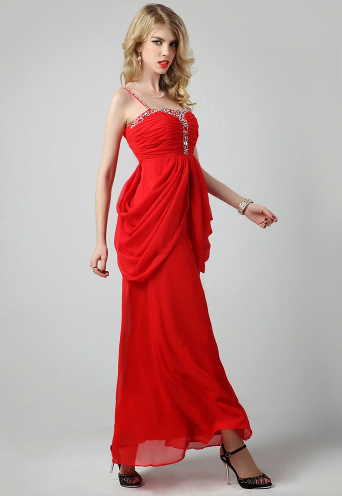 tarot grail Red Spaghetti Strap Long Prom Dress