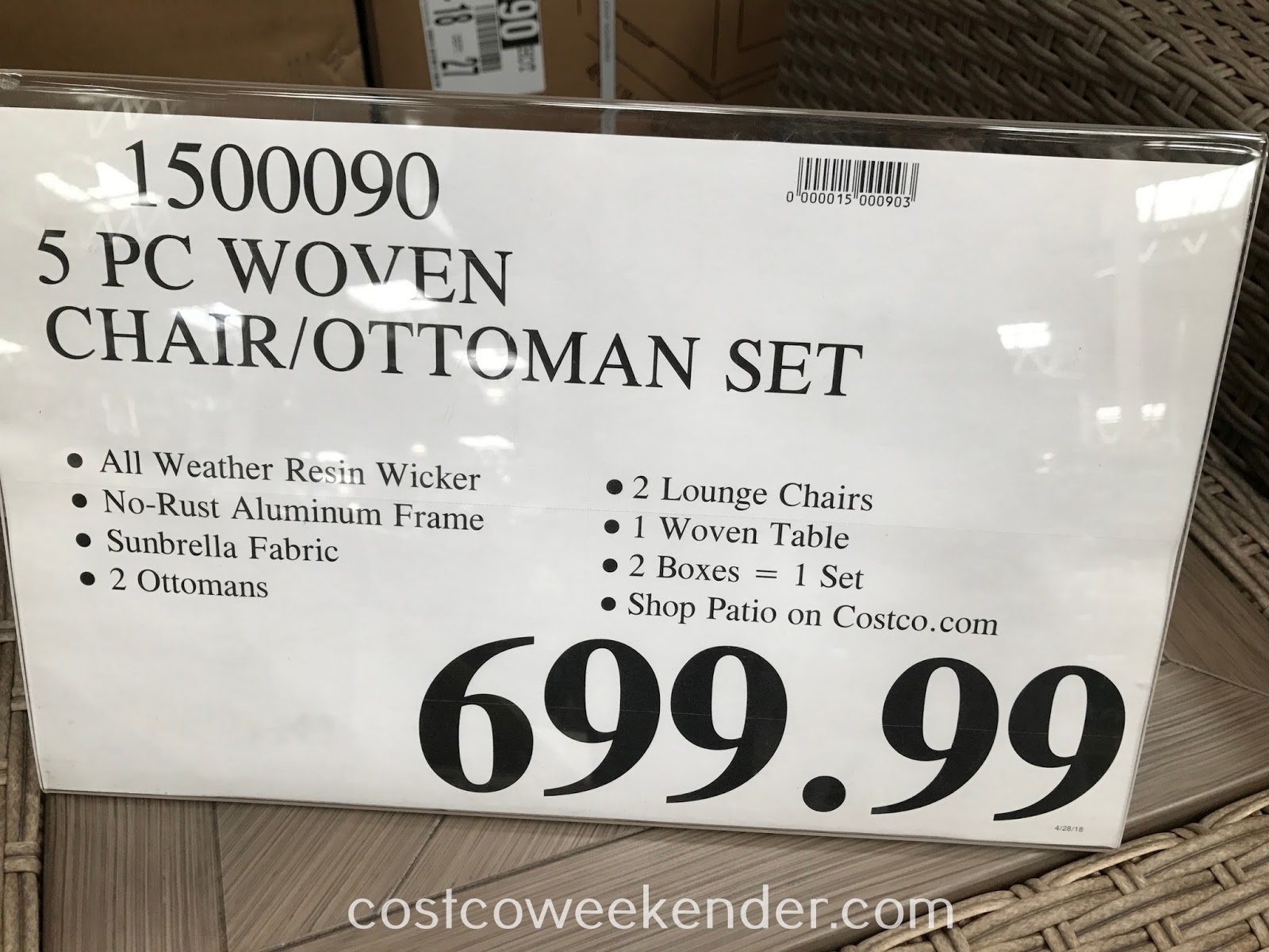 Woven Chair/Ottoman Set (5 piece) Costco Weekender