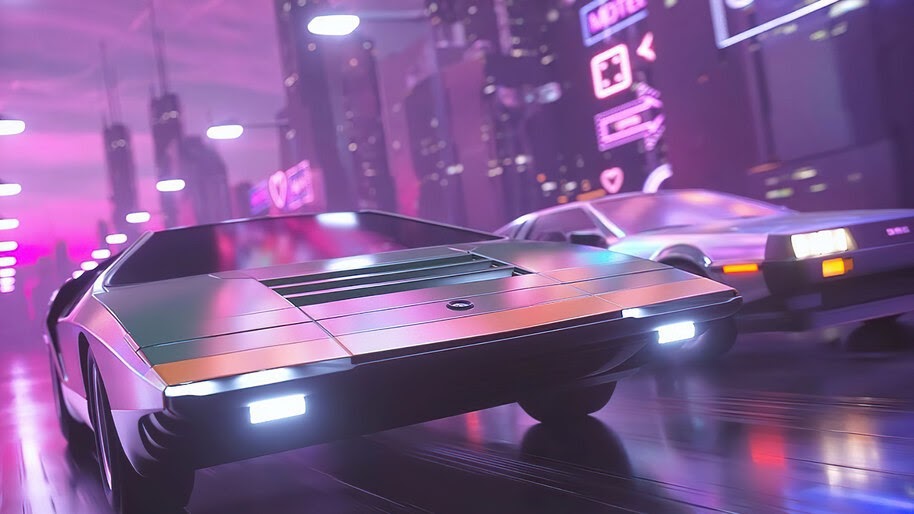 Synthwave, Sports Car, Digital Art, 4K, #6.1251