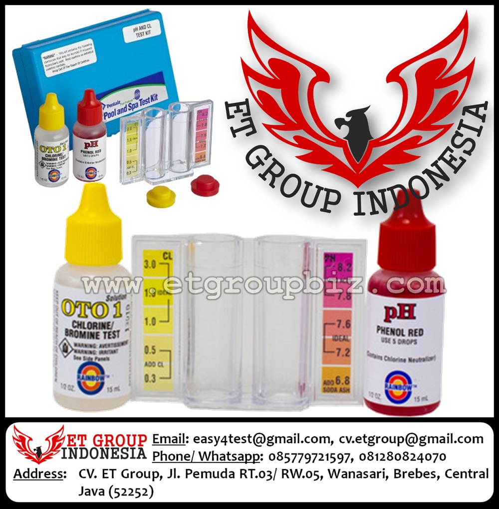 Test Kit Chlorine dan pH merk Pentair (atau Rainbow) Mazroed
