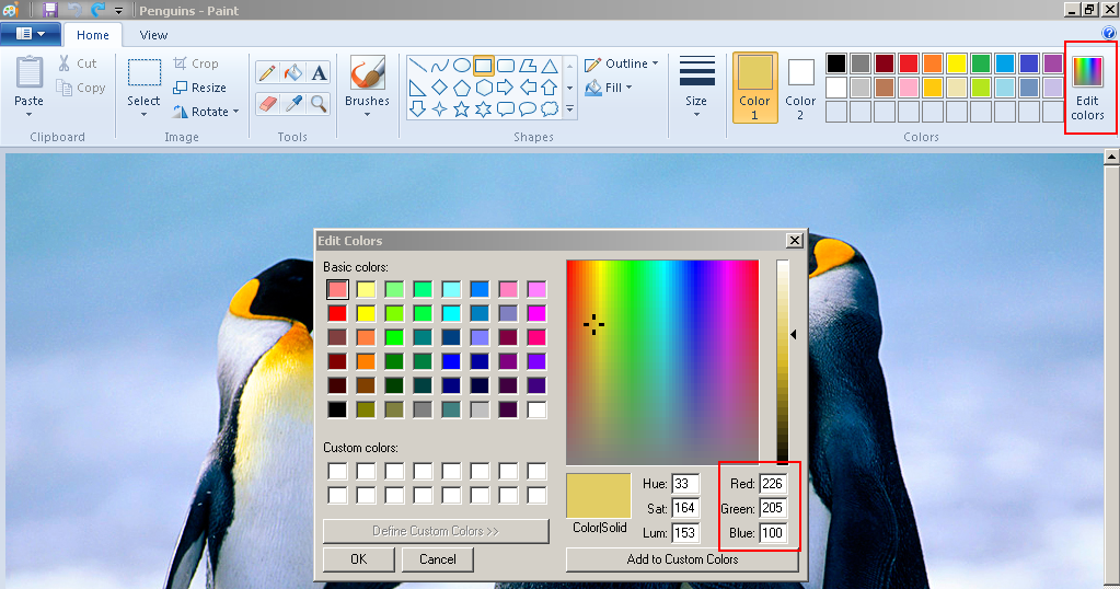 Getting Color Codes from the Images Using MS Paint