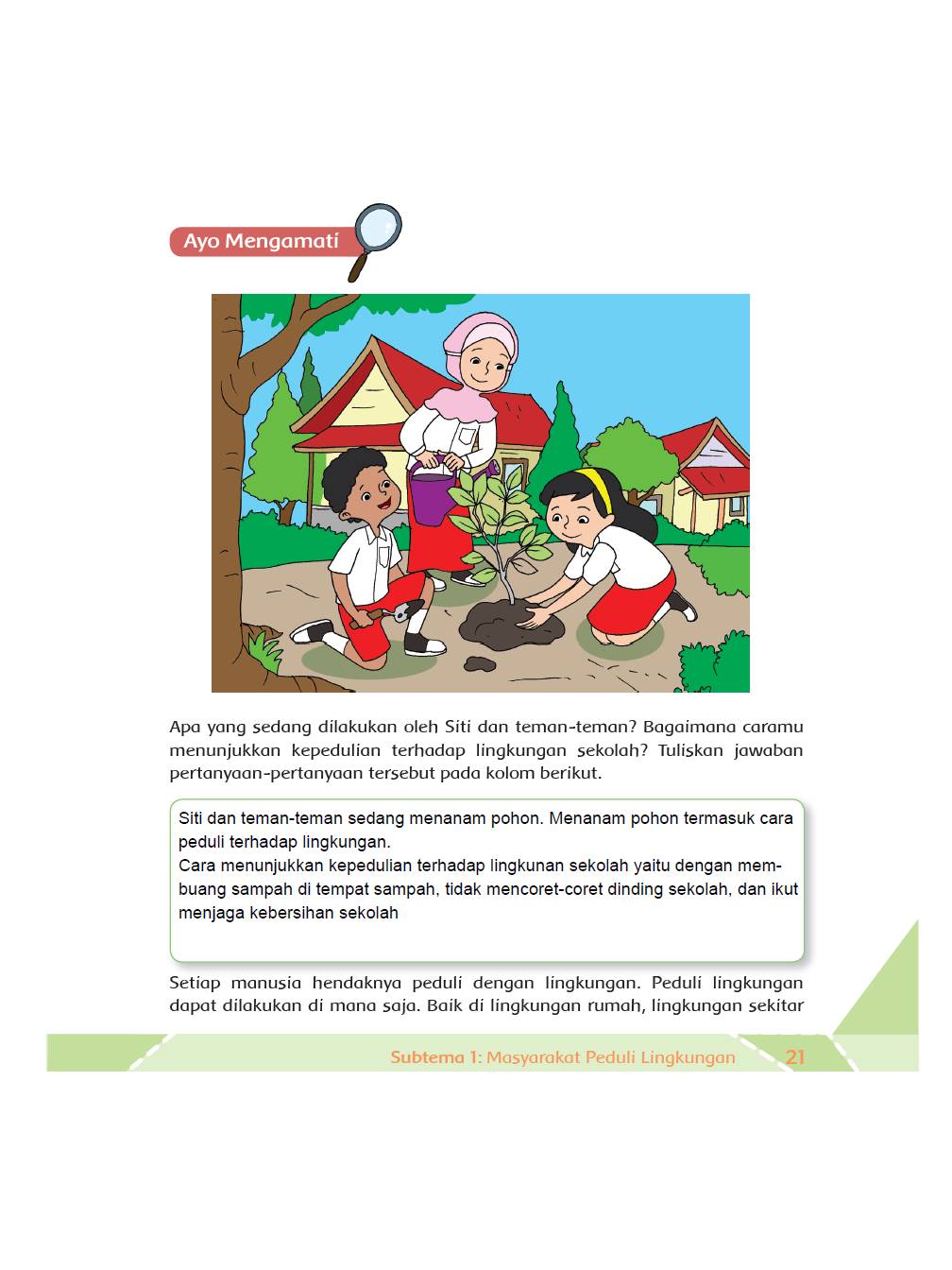 Kepedulian Lingkungan Dan Ciri Pubertas Halaman 21 27 Kelas 6 Tema 6