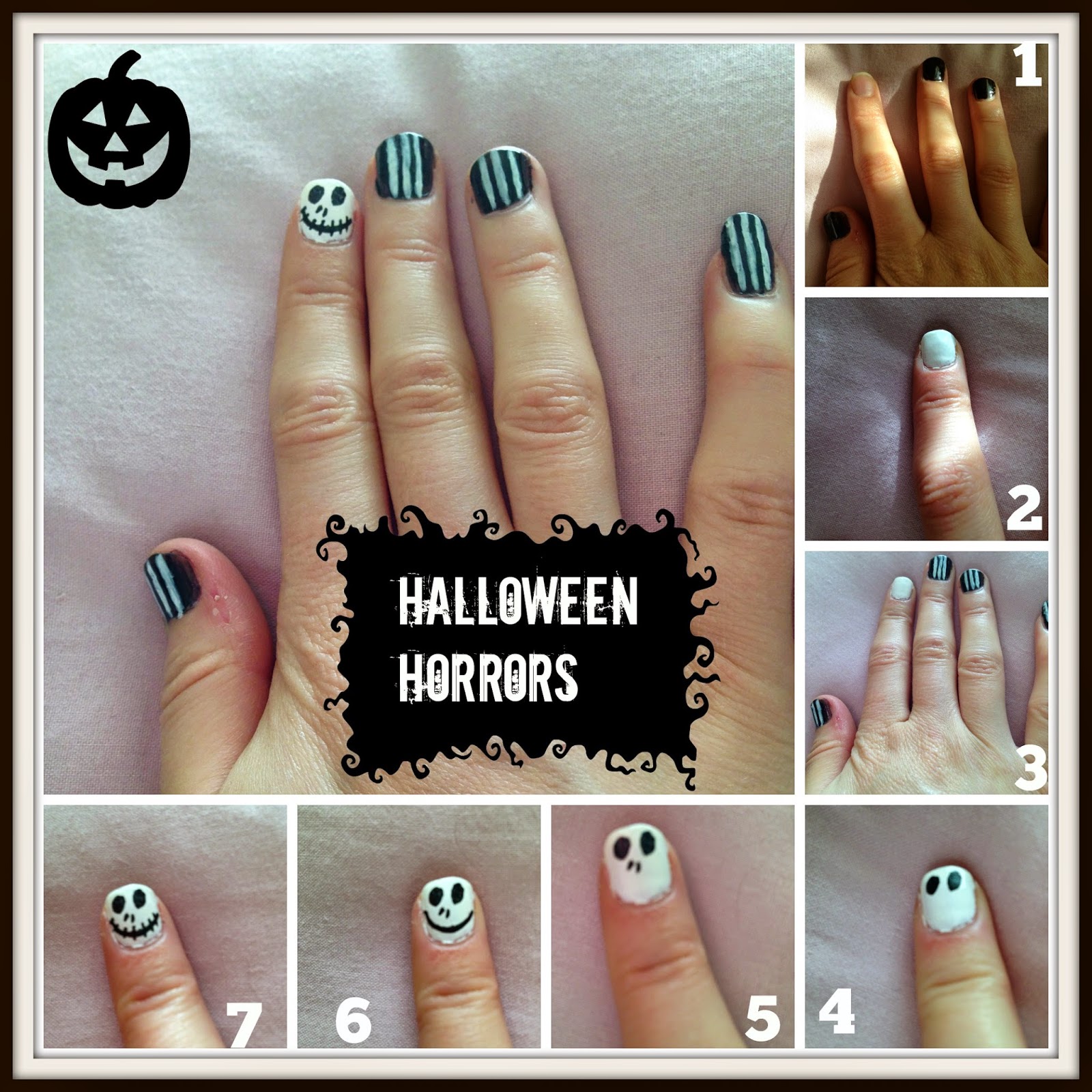 halloween horrors skeleton nail tutorial