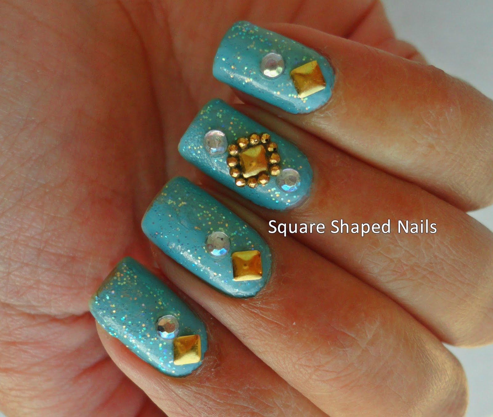 Square Shaped Nails: Feeling Blue