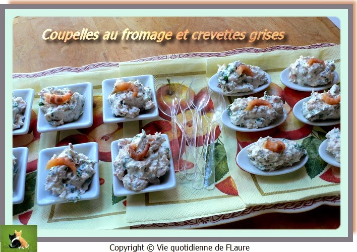 Vie quotidienne de FLaure: Coupelles au fromage et crevettes grises