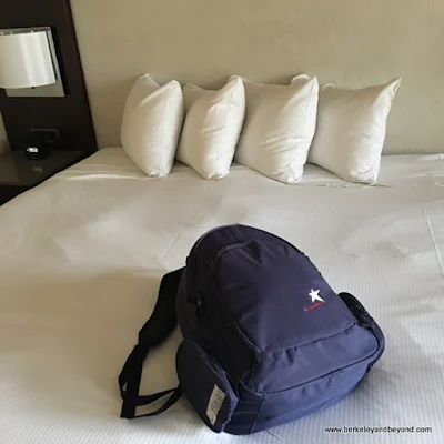 backpack on bed at Hilton San Francisco Union Square