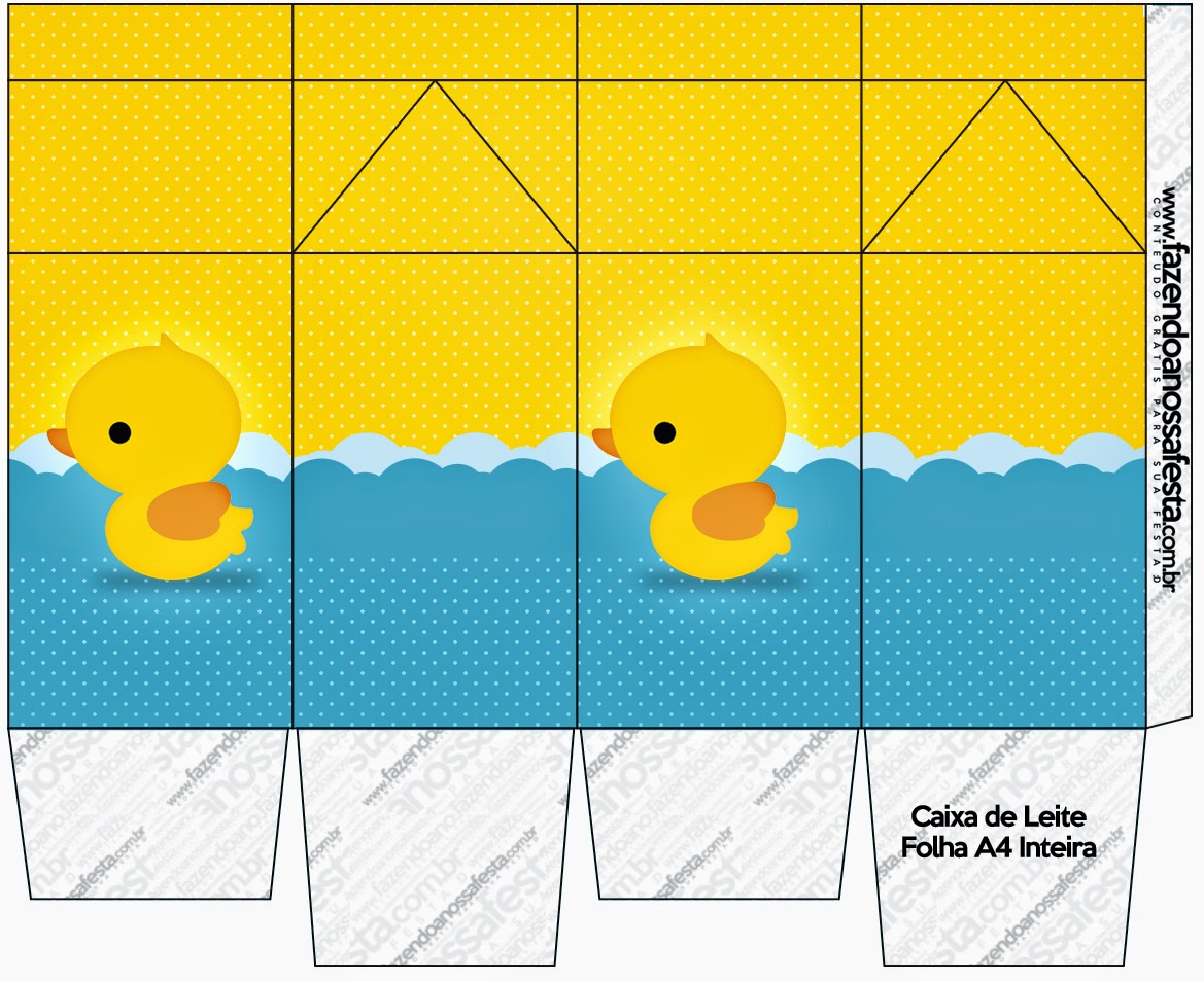 Patito de Goma: Cajas para Imprimir Gratis. Caja tipo "de leche".