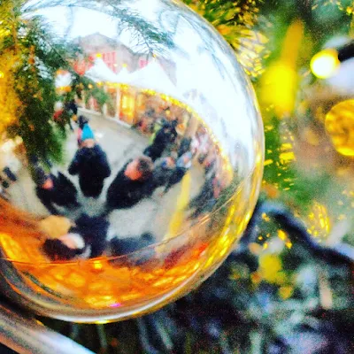 Reflection in a Christmas ornament in Berlin, Germany