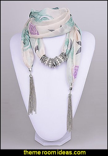 Scarf necklace CCB Ring Pearl Ring Scarf Necklace with tassels Scarf necklace CCB Ring Pearl Ring Scarf Necklace with tassels