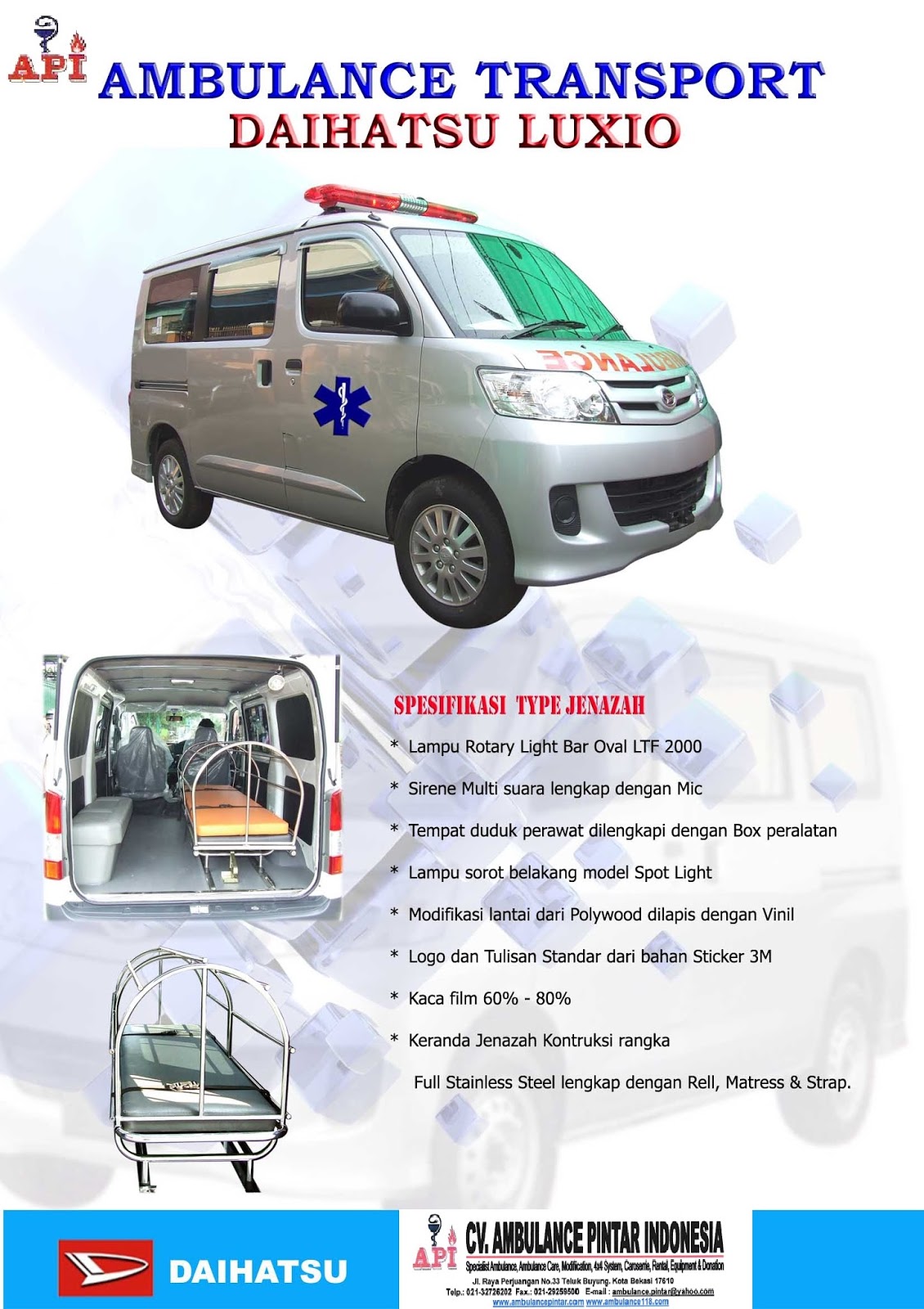 Ambulance Daihatsu Luxio MENJUAL DAN MENYEWAKAN MOBIL AMBULANCE