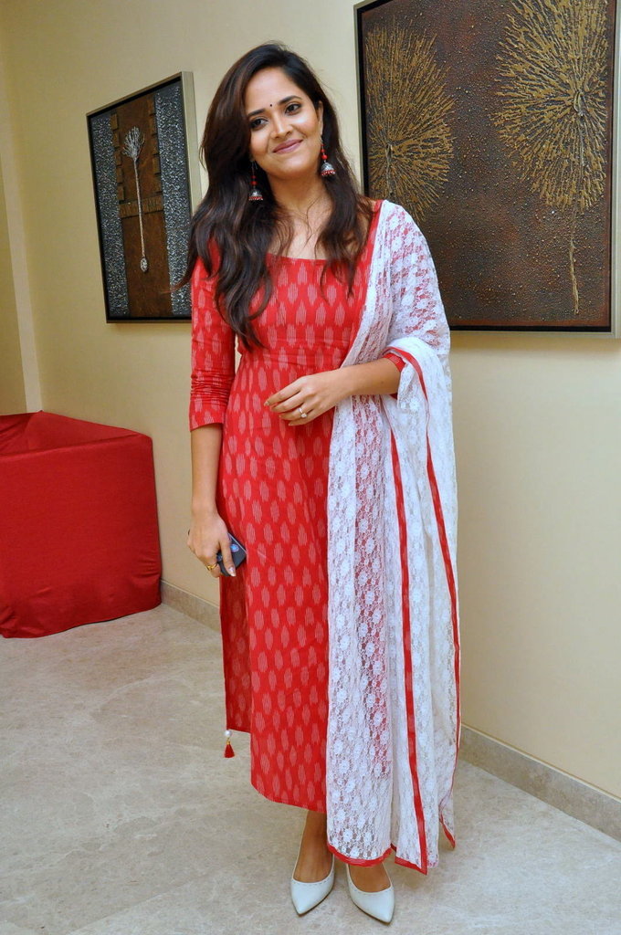TV Anchor Anasuya At Kalamandir Anniversary Celebrations In Red Dress