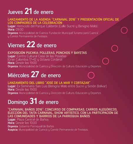 Programa completo fiestas Carnaval en Cuenca 2016