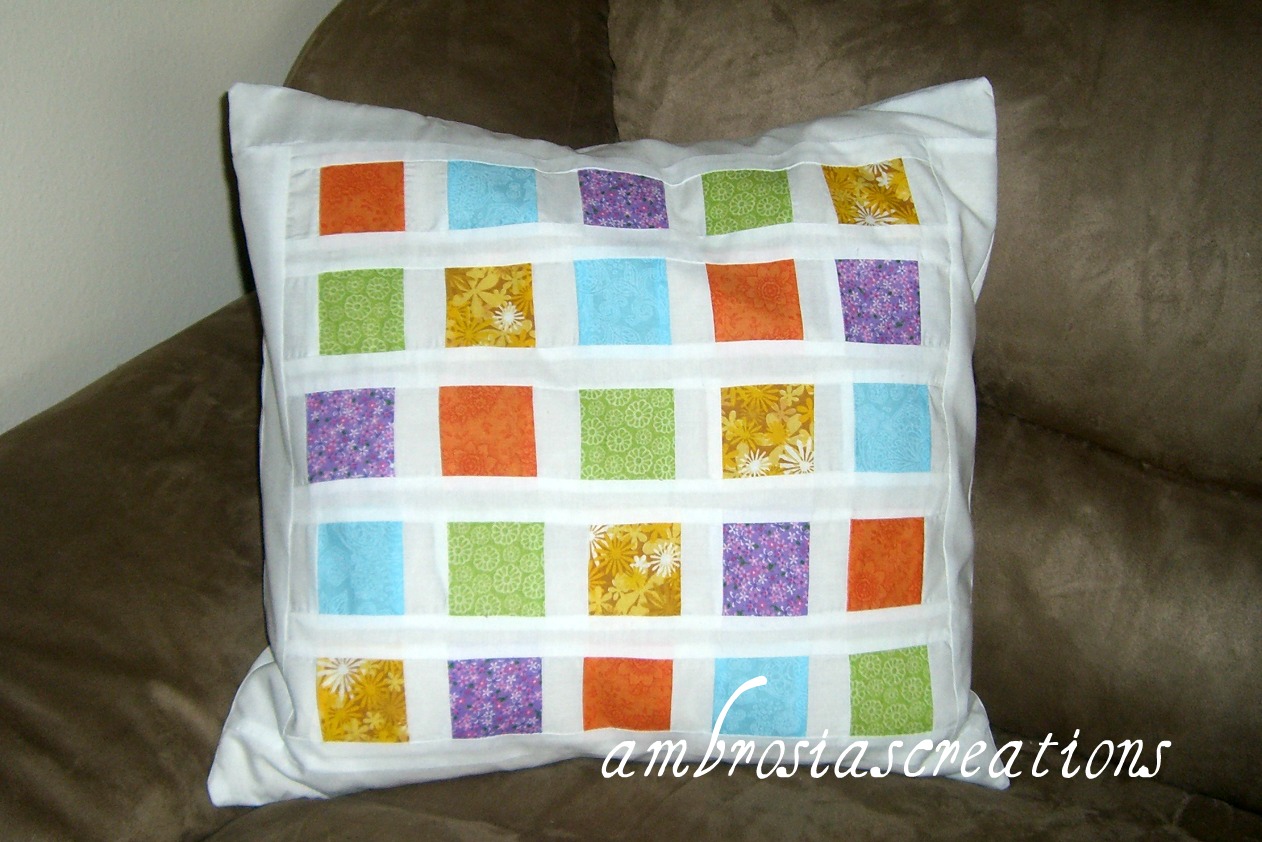Ambrosia's Creations Tutorial Scrappy Patchwork Pillow Cover