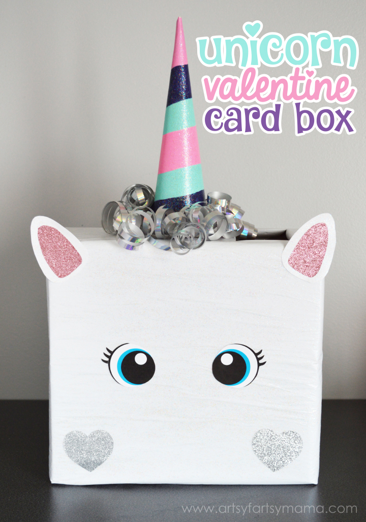 Unicorn Valentine Card Box at artsyfartsymama.com #plaidcrafts #modpodge #applebarrel