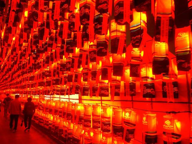 Red lantern tunnel at Jinju Lantern Festival, South Korea