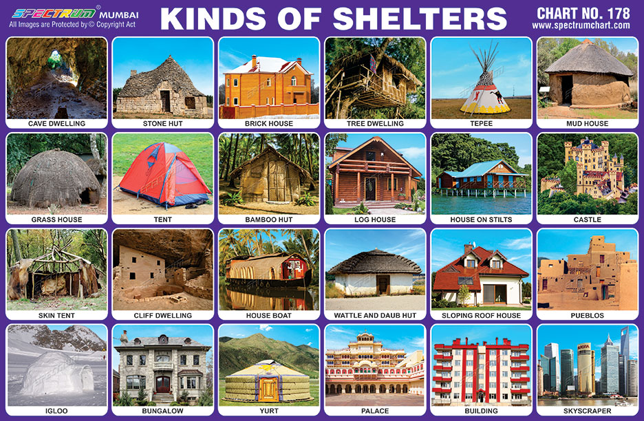 Spectrum Educational Charts: Chart 178 - Kinds of Shelters