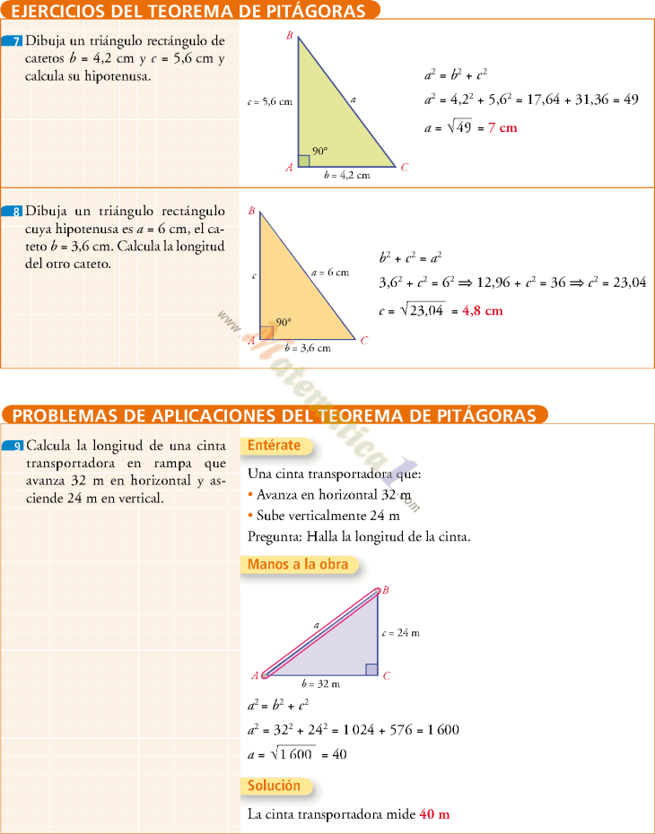 El Teorema De Pitagoras Ejemplos Y Ejercicios Resueltos Pdf
