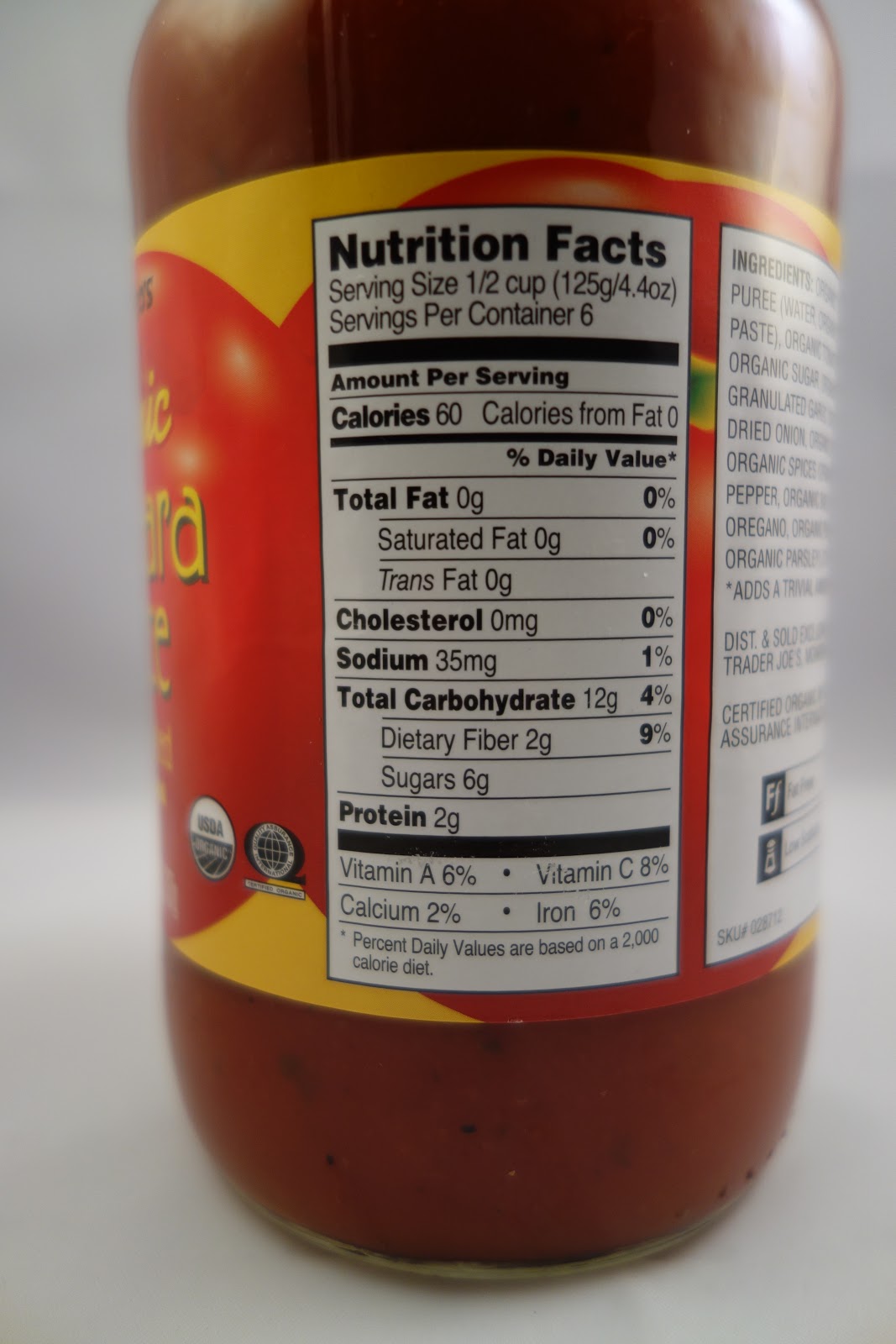 Trader Giotto's Organic Marinara Sauce