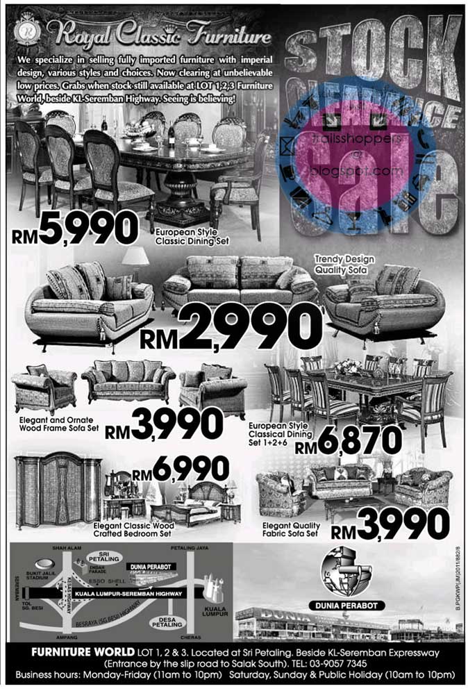 Royal Classic Furniture Stock Clearance Sale End 23 Oct 2011