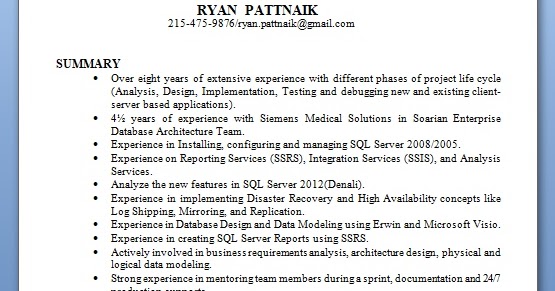 present database administrator sample resume format in download a cv format