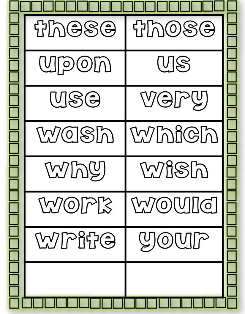 2nd Grade Sight Words Worksheet
