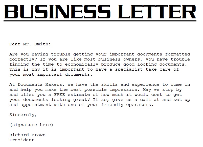 Business Letter Example 3000 Business Letter Template