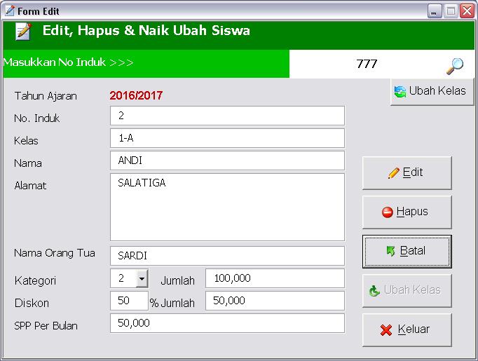 Aplikasi Pembayaran SPP Be Excel