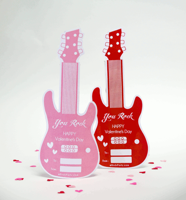Valentine's Day DIY Favor & Free Guitar Party Printables - BirdsParty.com