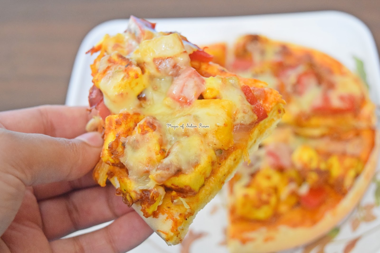 Paneer Tikka Pizza Recipe - Homemade Paneer Pizza without Tandoor - पनीर टिक्का पिज़्ज़ा रेसिपी - तंदूर के बिना घर पे बनाये पनीर पिज़्ज़ा - Priya R - Magic of Indian Rasoi
