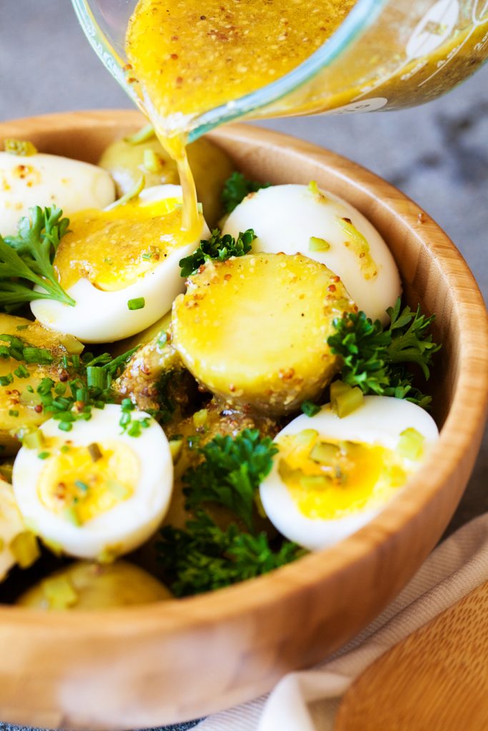 POTATO SALAD WITH 7-MINUTE EGGS AND MUSTARD VINAIGRETTE POTATO SALAD WITH 7-MINUTE EGGS AND MUSTARD VINAIGRETTE