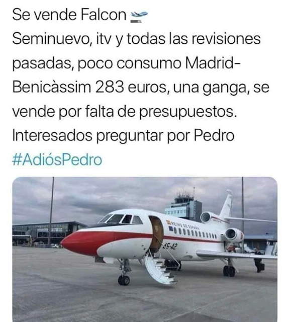 Se vende Falcon, seminuevo, itv y todas las revisiones pasadas, poco consumo, Madrid - Benicàssim 283 euros, una ganga, se vende por falta de presupuestos. Interesados preguntar por Pedro #AdiósPedro Se vende Falcon, seminuevo, itv y todas las revisiones pasadas, poco consumo, Madrid - Benicàssim 283 euros, una ganga, se vende por falta de presupuestos. Interesados preguntar por Pedro #AdiósPedro