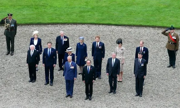 Prince William, Kate Middleton, Prince Harry, Francois Hollande, David Cameron attend Somme Centenary commemorations. Kate Middleton wore a new lace dress