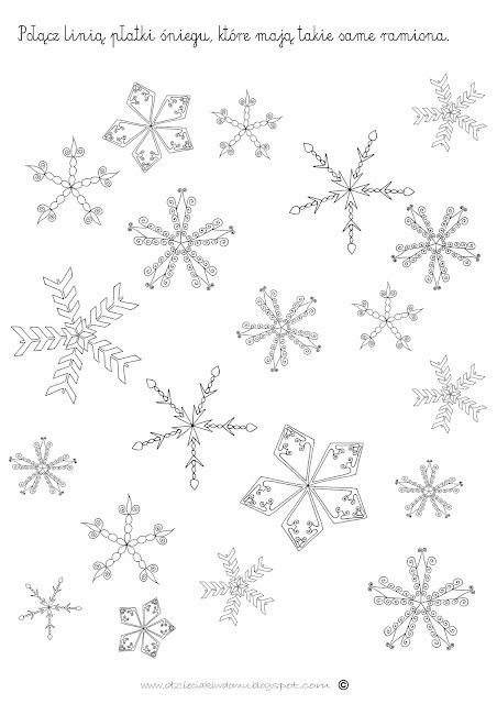 płatki śniegu karta pracy płatki śniegu karta pracy