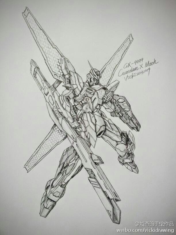 Gundam and Mobile Suit Pencil Drawings by Vicki via PIXIV