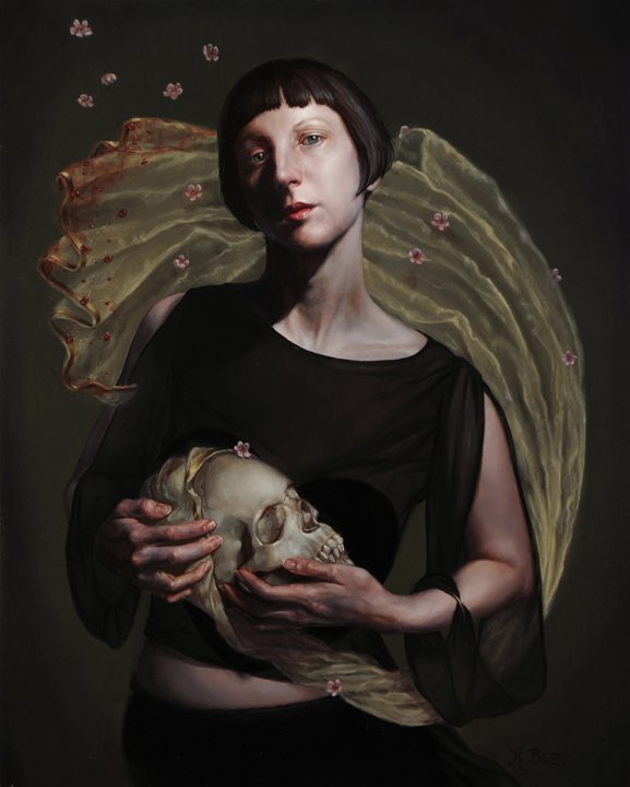 Rachel Bess pinturas realistas mulheres misteriosas bruxas modernas góticas