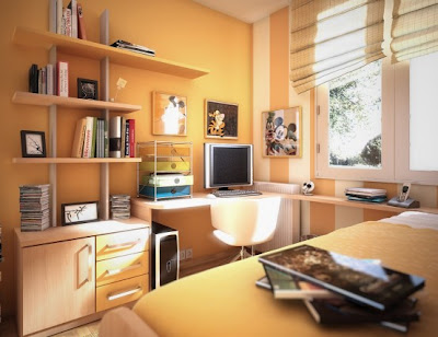 Cool Teen Orange Dorm Room Design Idea For Decorating