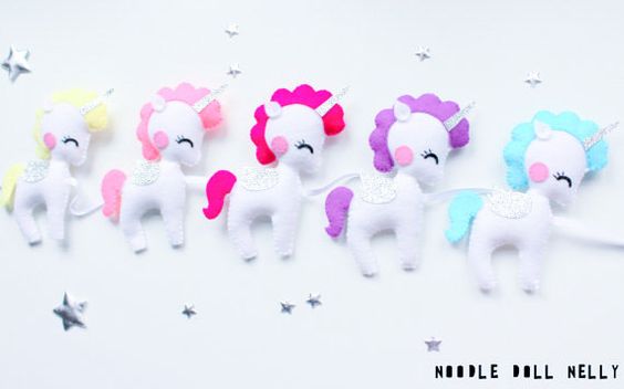 guirlanda de unicornio com molde como fazer
