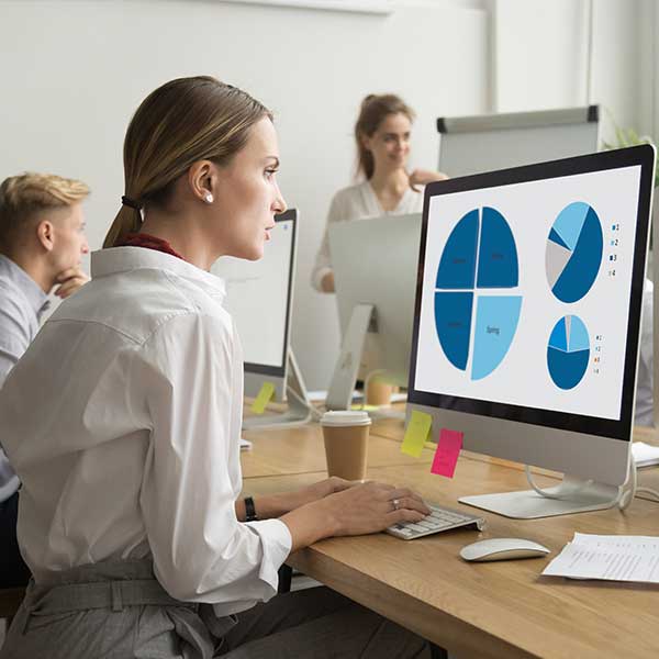 marketer reading analytics report