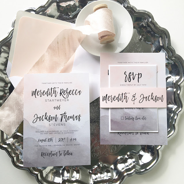 Blush Paperie: Dramatic Gray and Pink Wedding Invitations