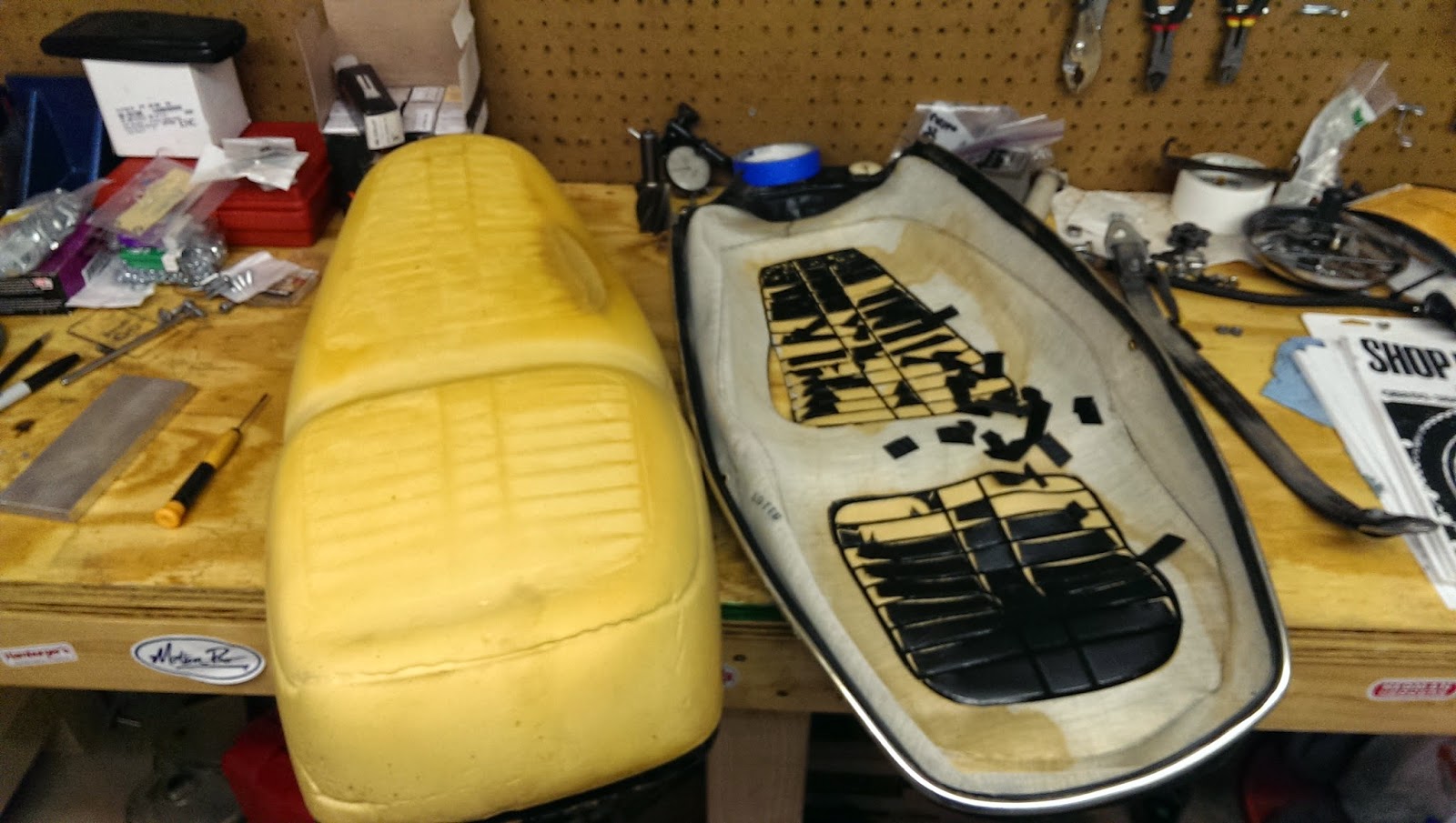 Honda CB360 Project Installing Motorcycle Seat Cover / How to Recover