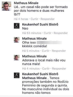 Promoção de restaurante exclui casais do mesmo sexo em Araraquara Promoção de restaurante exclui casais do mesmo sexo em Araraquara